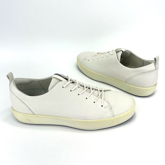 Ecco Women Danish Design Sneakers Size 10 White Leather Lace-Up Unisex Shoes - Picture 1 of 16